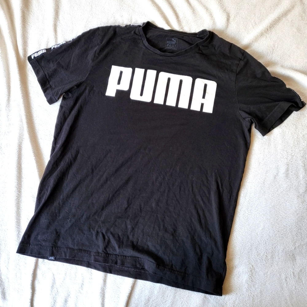 Puma Black Tee with White Logo - Short Sleeve Women's Top